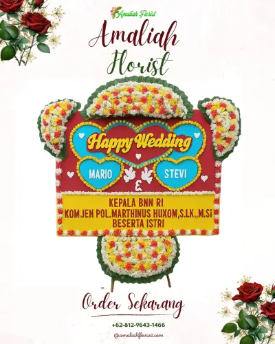 Karangan Papan Bunga Pernikahan di Plandi